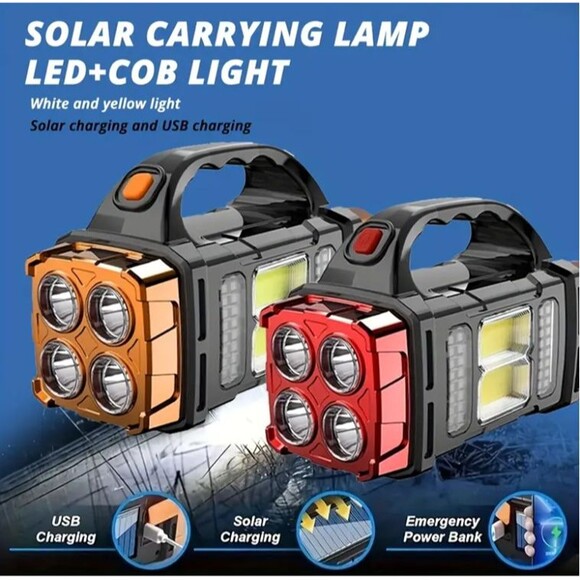 Multifunctional Solar LED+COB Light & Handle; USB Charging Waterproof Power Bank - Picture 5 of 9